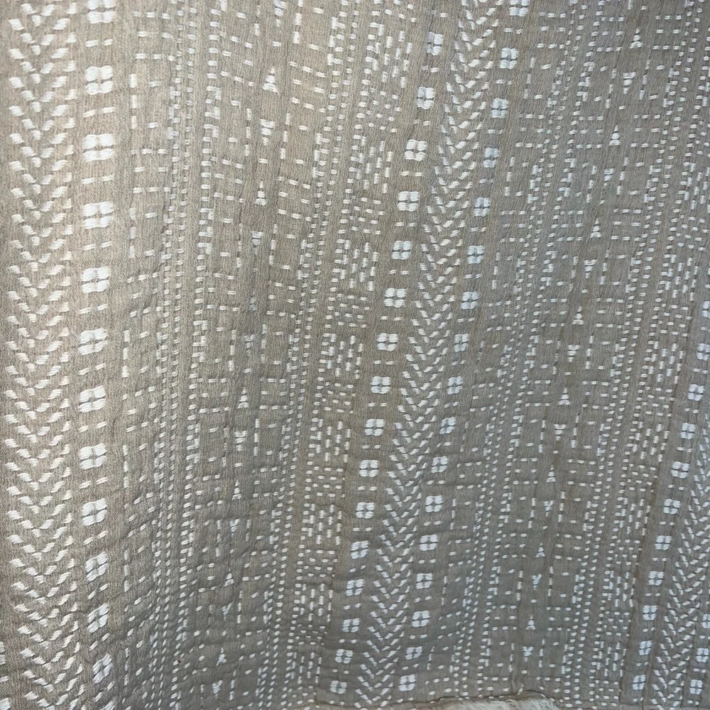 Anthropologie Tan and White Woven pillow case set of 2